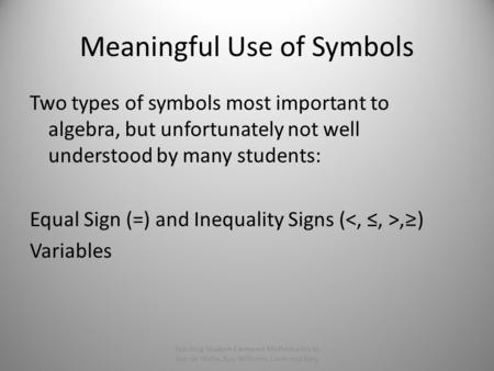 Meaningful Use of Symbols