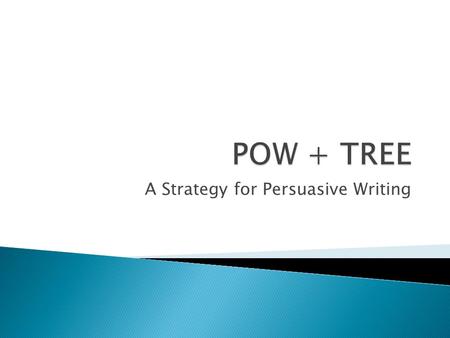 A Strategy for Persuasive Writing.  Given a prompting question can the student: ◦ Decide what he or she believes? ◦ Respond clearly writing those beliefs?