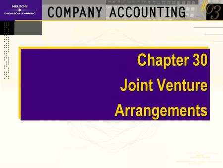 Chapter 30 Joint Venture Arrangements