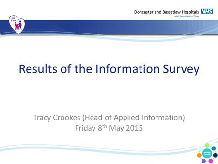Results of the Information Survey Tracy Crookes (Head of Applied Information) Friday 8 th May 2015.