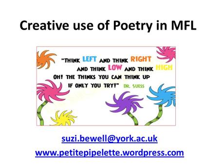 Creative use of Poetry in MFL