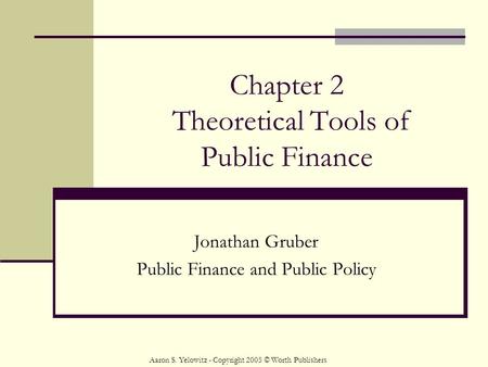 Chapter 2 Theoretical Tools of Public Finance