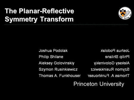 The Planar-Reflective Symmetry Transform Princeton University.