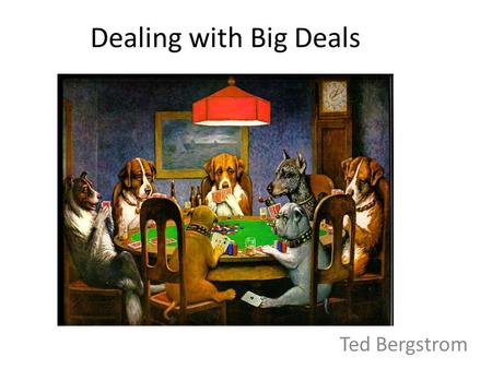 Dealing with Big Deals Ted Bergstrom. The old regime Back in the 20th century, libraries subscribed to paper editions of academic journals. Journals were.