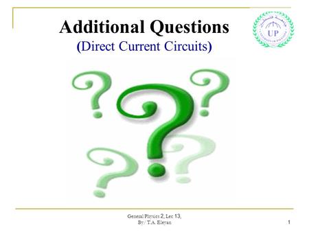 Additional Questions (Direct Current Circuits)