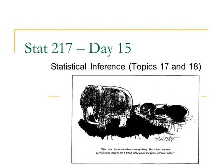 Stat 217 – Day 15 Statistical Inference (Topics 17 and 18)