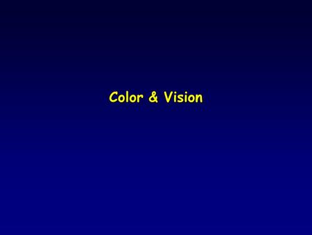 Color & Vision. Parts of the Eye l 3 types of cones in retina l Each responds more strongly to wavelength for which it is named l As the cones are stimulated.