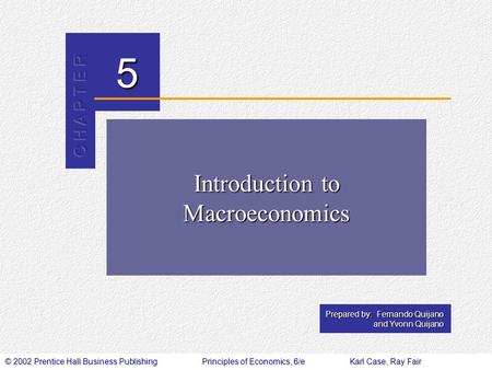 © 2002 Prentice Hall Business PublishingPrinciples of Economics, 6/eKarl Case, Ray Fair 5 Prepared by: Fernando Quijano and Yvonn Quijano Introduction.
