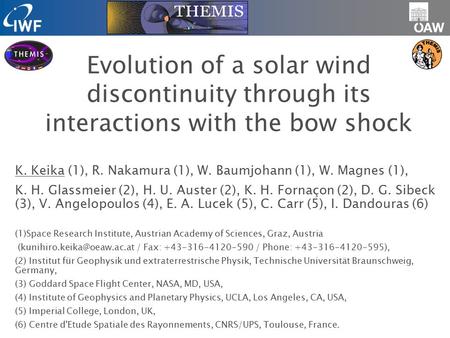 Evolution of a solar wind discontinuity through its interactions with the bow shock K. Keika (1), R. Nakamura (1), W. Baumjohann (1), W. Magnes (1), K.