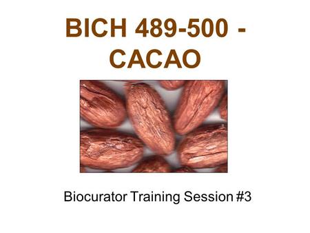 BICH 489-500 - CACAO Biocurator Training Session #3.