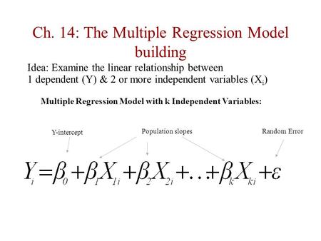Ch. 14: The Multiple Regression Model building
