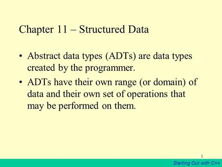 Chapter 11 – Structured Data