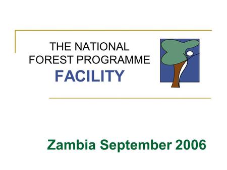 THE NATIONAL FOREST PROGRAMME FACILITY Zambia September 2006.