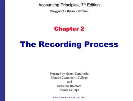 The Recording Process Chapter 2 Accounting Principles, 7th Edition
