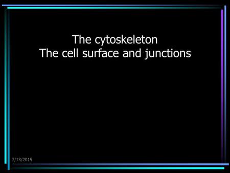 7/13/2015 The cytoskeleton The cell surface and junctions.