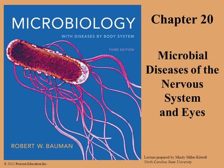 © 2012 Pearson Education Inc. Lecture prepared by Mindy Miller-Kittrell North Carolina State University Chapter 20 Microbial Diseases of the Nervous System.