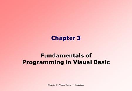 Fundamentals of Programming in Visual Basic
