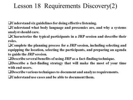 Lesson 18 Requirements Discovery(2)
