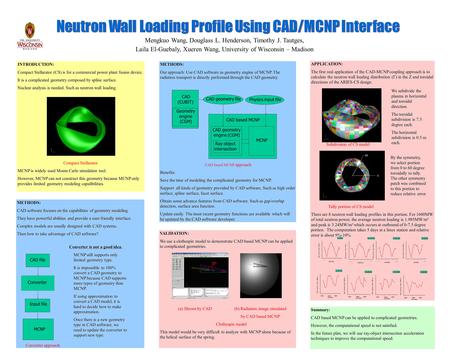 APPLICATION: The first real application of the CAD-MCNP coupling approach is to calculate the neutron wall loading distribution (Γ) in the Z and toroidal.
