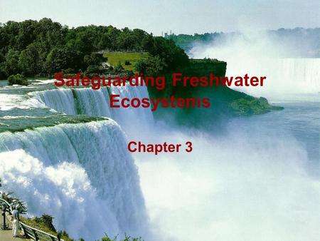 Safeguarding Freshwater Ecosystems Chapter 3. Freshwater Ecosystem Earth’s hydrological system is a huge asset that is being destroyed by human actions.