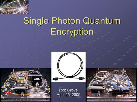 Single Photon Quantum Encryption Rob Grove April 25, 2005.
