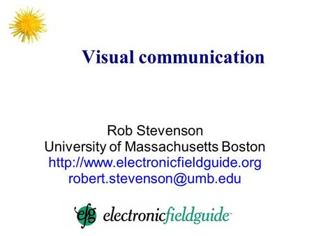 Visual communication Rob Stevenson University of Massachusetts Boston