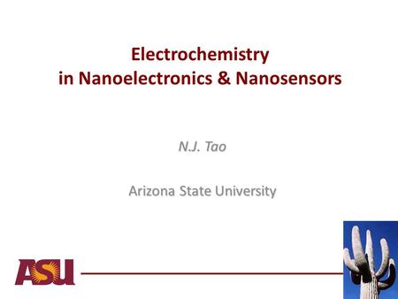Electrochemistry in Nanoelectronics & Nanosensors N.J. Tao Arizona State University.