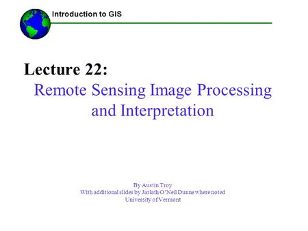 Remote Sensing Image Processing and Interpretation