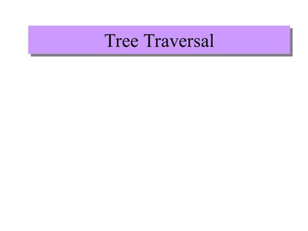 Tree Traversal. Traversal Algorithms preorder inorder postorder.
