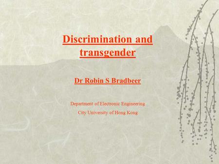 Discrimination and transgender