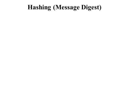Hashing (Message Digest). ............ ............ Hello There.