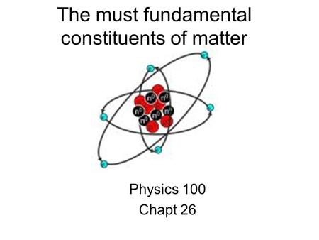 The must fundamental constituents of matter Physics 100 Chapt 26.