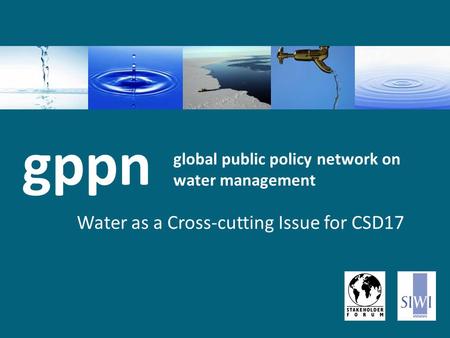 Global public policy network on water management Water as a Cross-cutting Issue for CSD17 gppn.