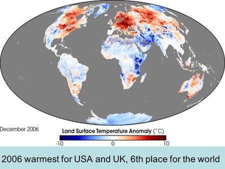 2006 warmest for USA and UK, 6th place for the world.