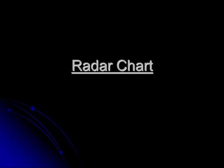Radar Chart. 1 – Definition A radar chart, also known as a spider chart or star chart, is 2-dimensional chart of three or more quantitative variables.
