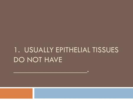 1. Usually epithelial tissues do not have __________________.