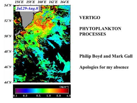 VERTIGO PHYTOPLANKTON PROCESSES Philip Boyd and Mark Gall Apologies for my absence.