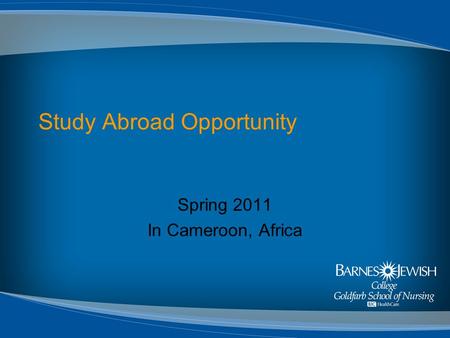 Study Abroad Opportunity Spring 2011 In Cameroon, Africa.