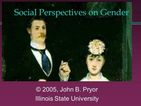 Social Perspectives on Gender © 2005, John B. Pryor Illinois State University.