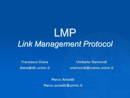 LMP Link Management Protocol