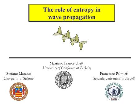 The role of entropy in wave propagation Stefano Marano Universita’ di Salerno Massimo Franceschetti University of California at Berkeley Francesco Palmieri.