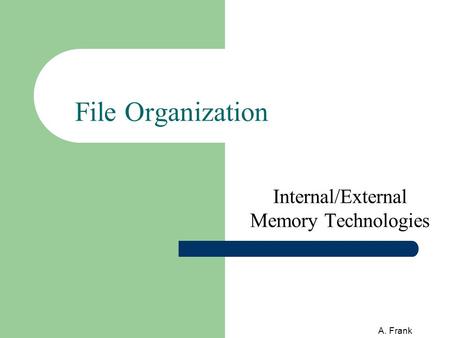 A. Frank File Organization Internal/External Memory Technologies.