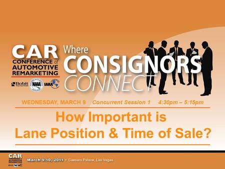 How Important is Lane Position & Time of Sale? WEDNESDAY, MARCH 9 Concurrent Session 1 4:30pm – 5:15pm.