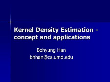 Kernel Density Estimation - concept and applications