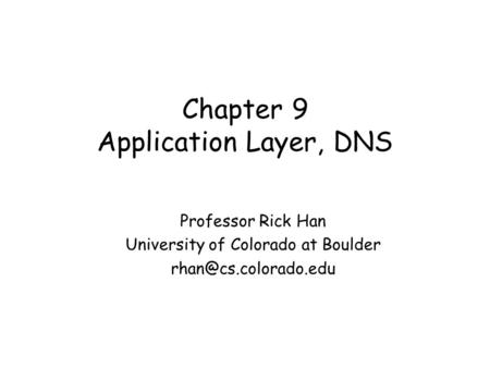 Chapter 9 Application Layer, DNS