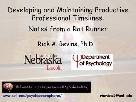 Rick A. Bevins, Ph.D.  / Developing and Maintaining Productive Professional Timelines: Notes from a Rat Runner.