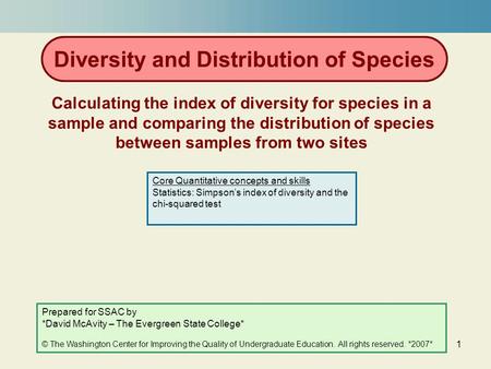 Diversity and Distribution of Species