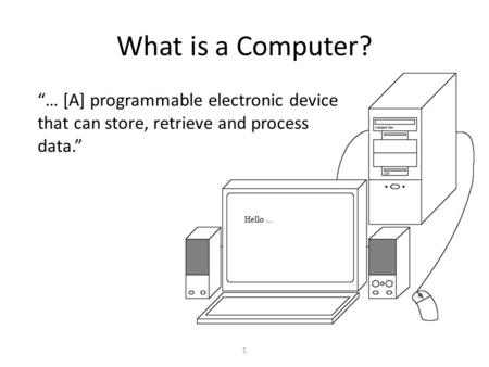 What is a Computer? “… [A] programmable electronic device that can store, retrieve and process data.”