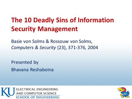 The 10 Deadly Sins of Information Security Management