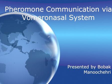 Pheromone Communication via Vomeronasal System Presented by Bobak Manoochehri.